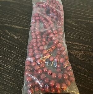 Vintage Kurt S Adler Holiday Trim 9’ wooden bead garland cranberry Santa’s World